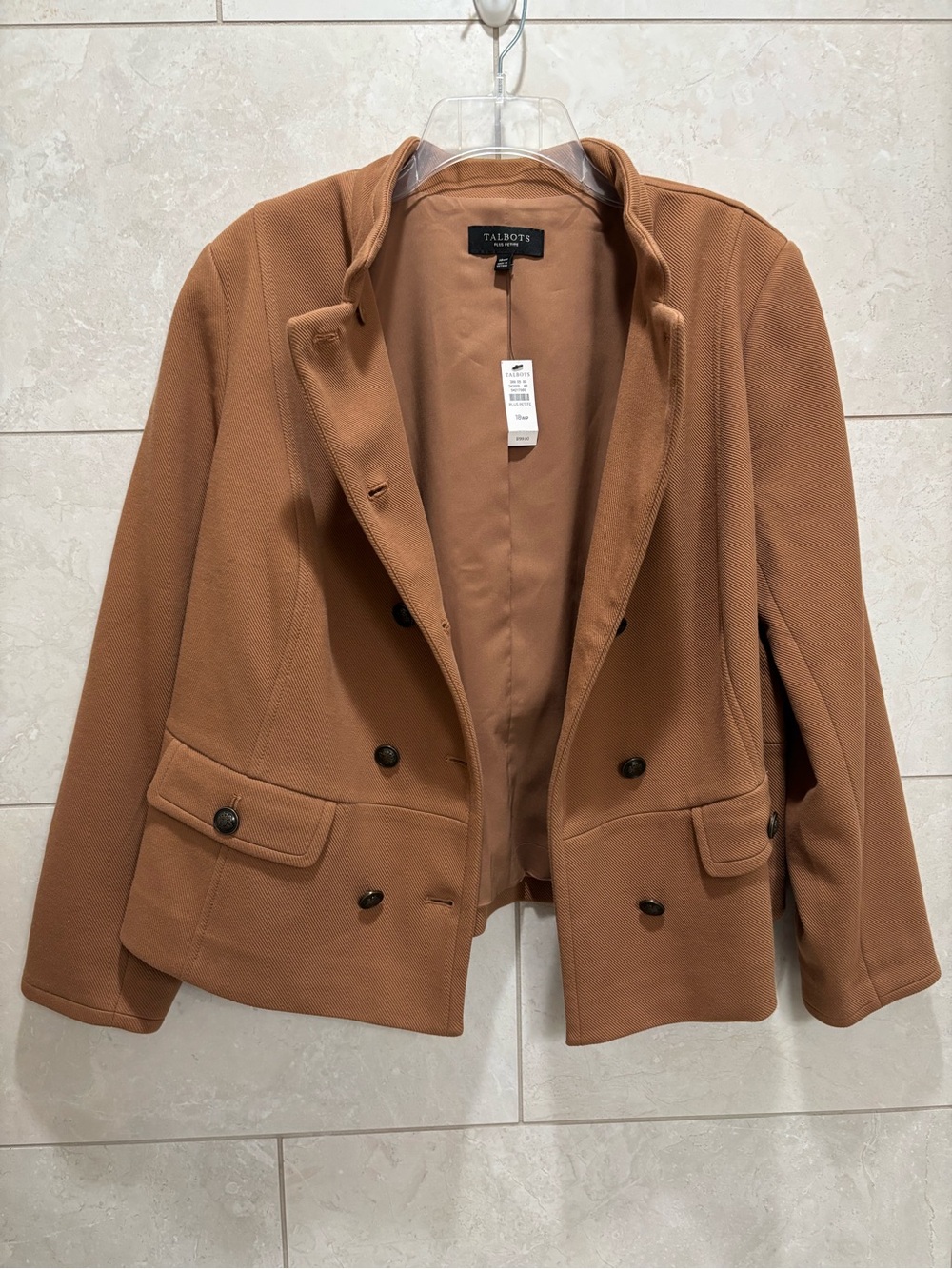 Talbots Camel Double-Breasted Military Blazer - Picture 2 of 6